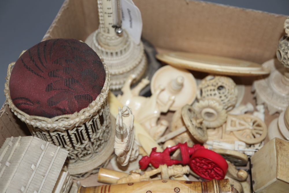A group of 19th century ivory carvings